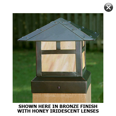 LED 12V / 120V Pitched Roof Craftsman I Post Cap (For 5" - 6" Square Posts)