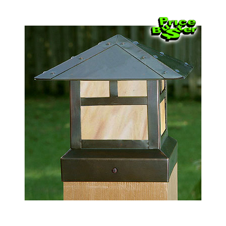 LED 12V / 120V Pitched Roof Craftsman I Post Cap (For 3.5" - 4" Square Posts)