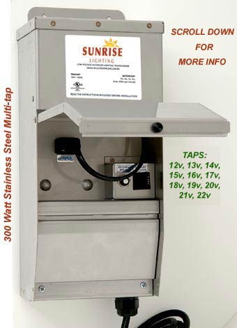 300 Watt Stainless Steel Multi-Tap (12v-22v) Outdoor Transformer
