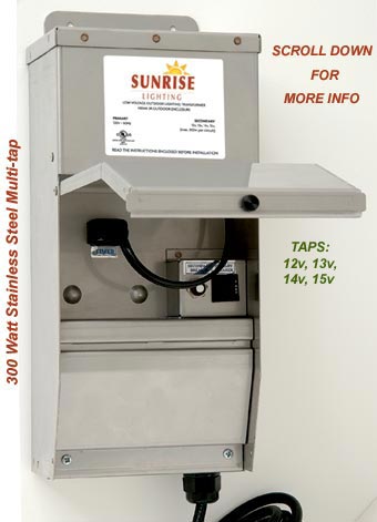 300 Watt Stainless Steel Multi-Tap (12v-15v) Outdoor Transformer