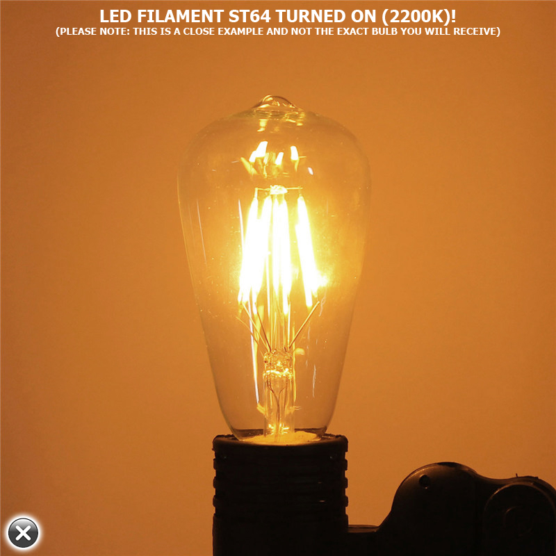 120v 4 Watt ST64 Vintage Tinted LED Filament Bulb - 300 Lumens