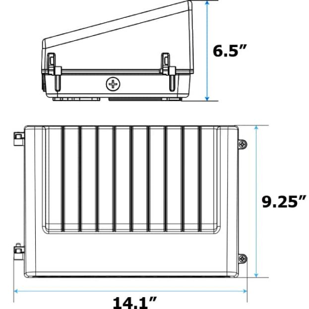 Proton Series LED Full Cutoff Wall Pack, 16-80 Watts Multi-Wattage, Type IV Forward Throw